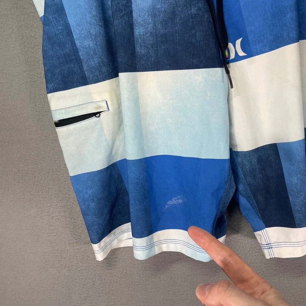Hurley Phantom Board Shorts Mens‎ 38 Blue Stripe Stretch Surf Swim